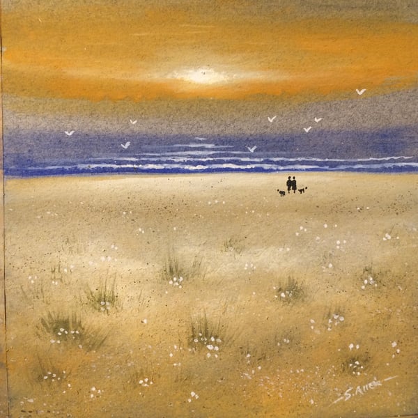 Original Watercolour " Sunset Walk" by Stephen Allen