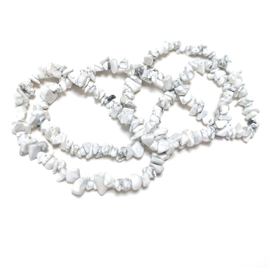 Howlite White & Grey 5-8mm Smooth Chips, Grade A, Natural Authentic USA Gemstone