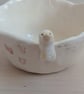 Ceramic tealight wth white bunny hearts and paw prints, rabbit candle holder - Image 4