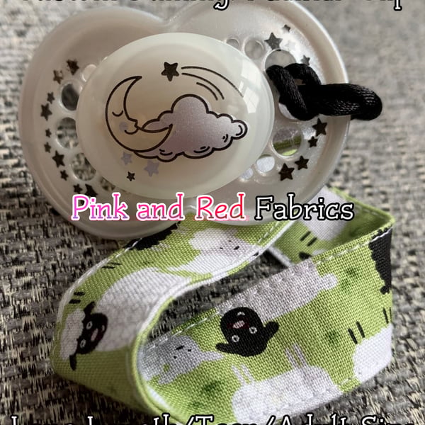 Custom (Pink and Red Colours) LONG LENGTH - ADULT Pacifier Clips