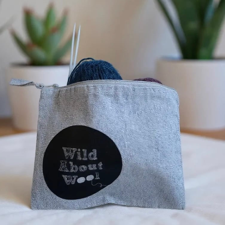 Small zipped Craft Project Bag in Heather Grey