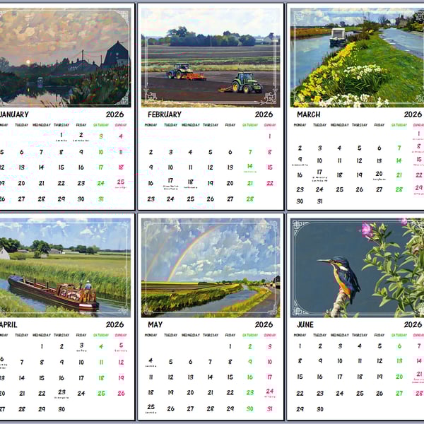 2026 A4 Calendar Nordelph Village Norfolk Fens 