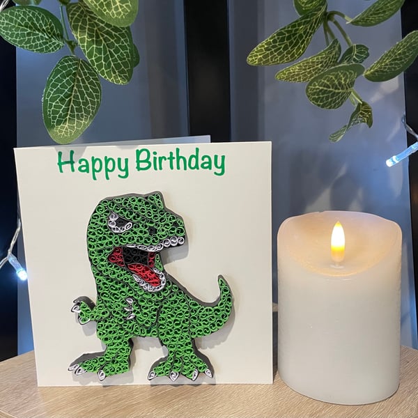 Stunning Handmade Quilled Dinosaur Card 