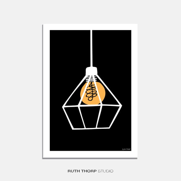 Cage Light Illustrated Art Print