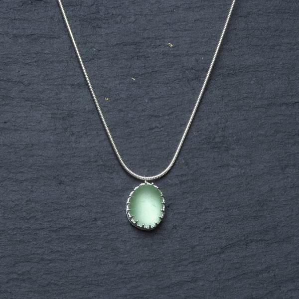 Sea glass pendant - pale green