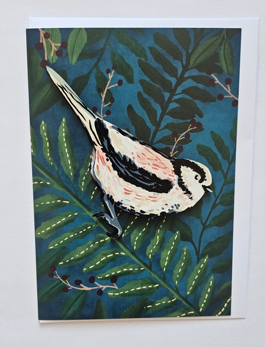 Long Tailed Tit Greeting Card With A Removable Bird Magnet