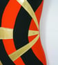 Gymnastic leotard gold red and black woven design - Image 2