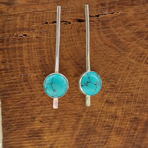 Beautiful  Bespoke Turquoise & Sterling Silver Earrings 