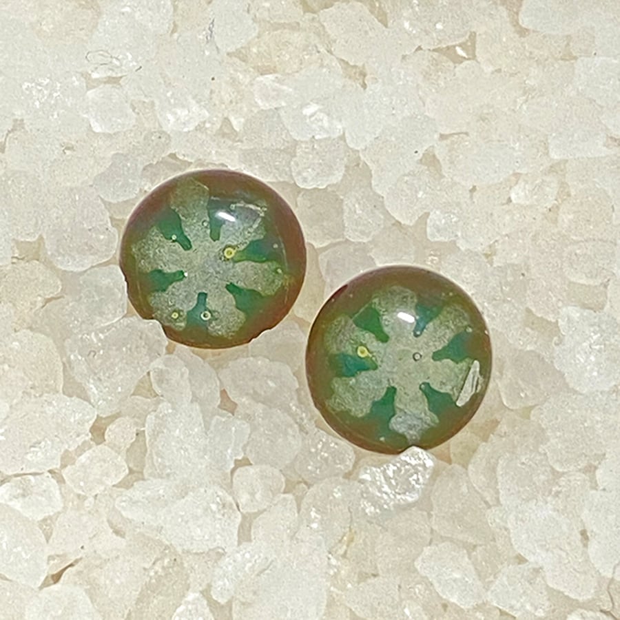 Snowflake Glass Stud Earrings 