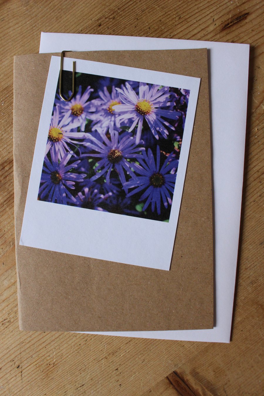 “Polaroid” style photo card: flowers