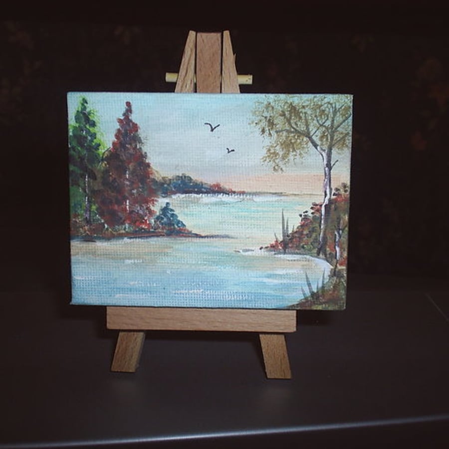 Box canvas and easel watercolour painting