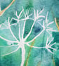 Hare sitting with turquoise background. Original painting - Image 4