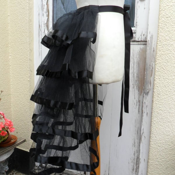 Black Burlesque Net Bustle with Black Ribbon - Folksy