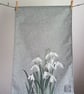 Tea towel, Snowdrop tea towel, organic cotton, hanging loop - Image 2