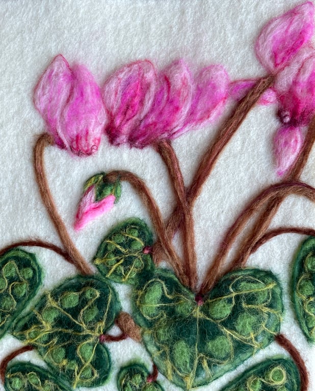 Hand Felted Cyclamen Textile Artwork