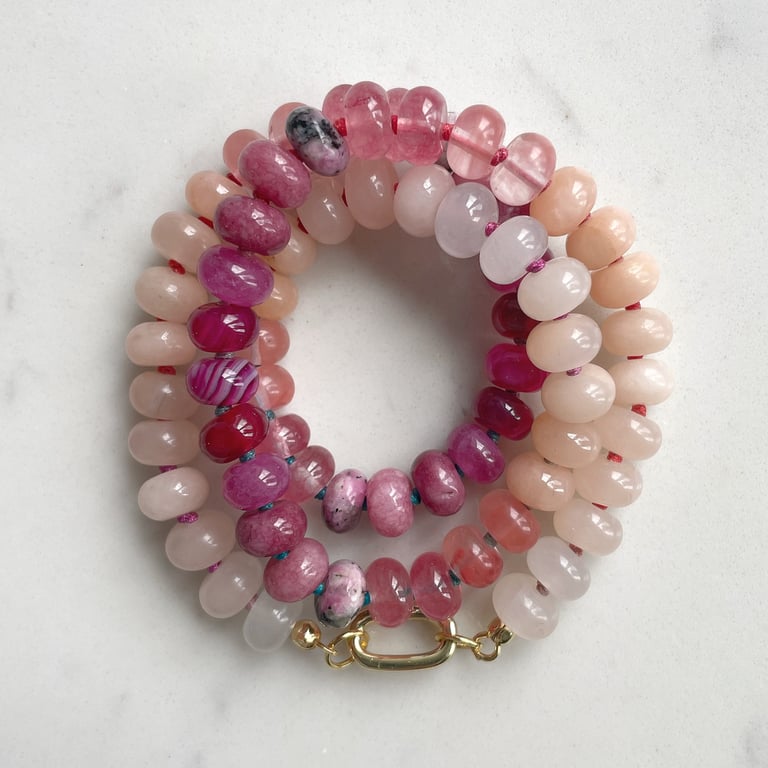 Lilly Pilly Berry Hand Knotted Beaded Gemstone Necklace