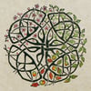 Apple Tree Celtic Knot Lino cut print