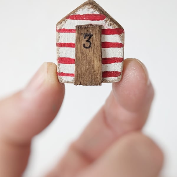 Teeny Hand Painted Wooden Beach Hut