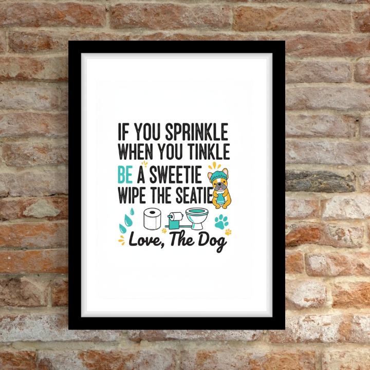 'If you sprinkle when you tinkle, be a sweetie and wipe the seatie! Wall Prints