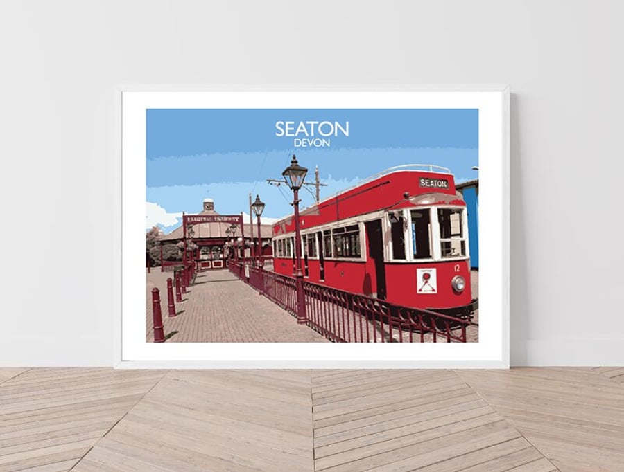 Seaton, Devon Art Print Travel Poster Railway Poster Salty Seas Original Print A