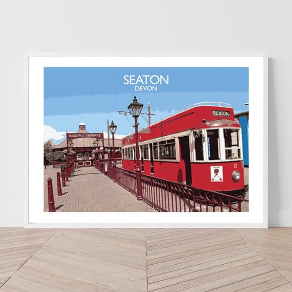 Seaton, Devon Art Print Travel Poster Railway Poster Salty Seas Original Print A