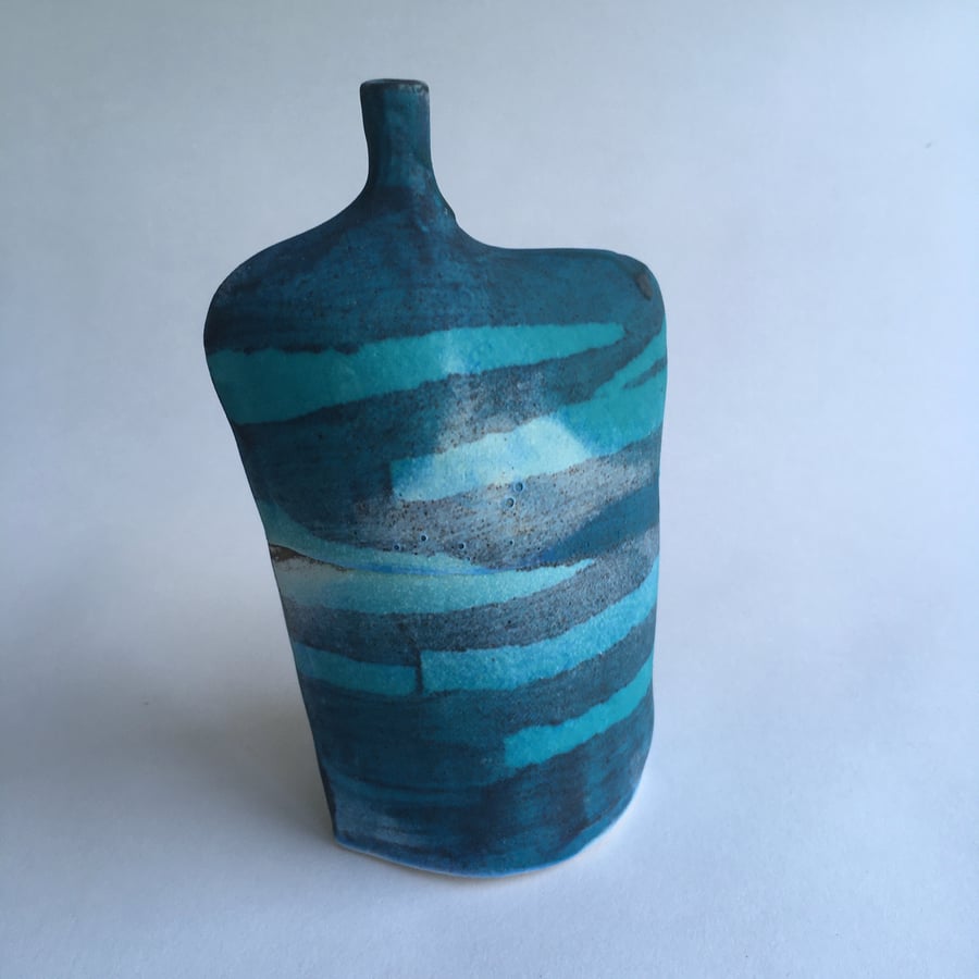 Ceramic Bottle with Waves 