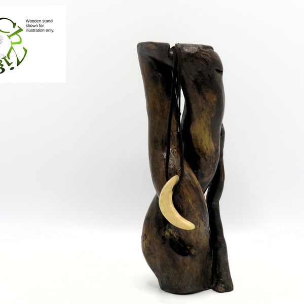 Crescent Moon 2sided pendant with brown necklace:SKU-N16