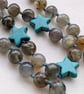 Labradorite and turquoise howlite star knotted cord necklace  - Image 7