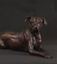 Foundry Bronze Lying Mixed Breed Rescue Dog Statue Small Bronze Metal Sculpture  - Image 1