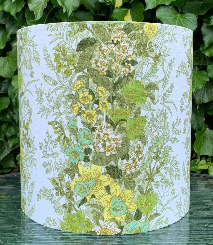 Lemon and Lime Hanbury Daffodils Sundour Vintage fabric Lampshade Option