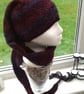 Winter Berry!  Super Long Crocheted Elf Style Hat Scarf with Tassel Detail.