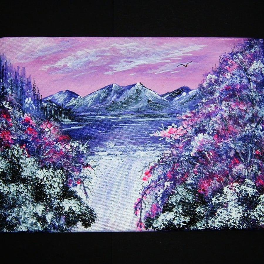 fantasy waterfall original art painting acrylic landscape ref 190