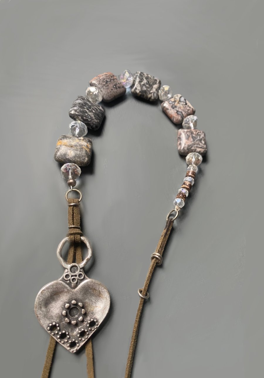 Suncatcher - Single strand of fossil jasper 