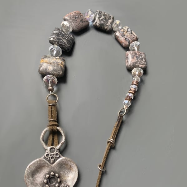 Suncatcher - Single strand of fossil jasper 