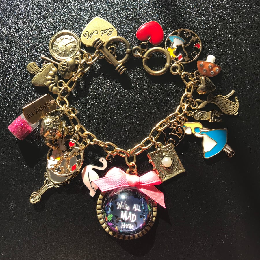 Alice in wonderland inspired charm bracelet