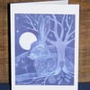 Moonlight Hare Blank Greetings Card