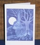 Moonlight Hare Blank Greetings Card