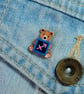 Sagittarius Bear Pin, Handmade Tiny Star Sign Wooden Teddy Badge - Image 3