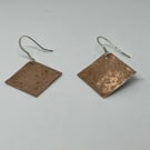 Copper beaten Earrings Silver Ear Hooks