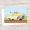 Funny Cartoon Greeting Card - Mid-Century Themed Hand Drawn Illustration