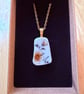 Upcycled bone china necklace orange flowers - Image 1