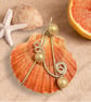 Scallop Seashell and Pearl Bead Pendant, Shell Necklace, Boho Pendant