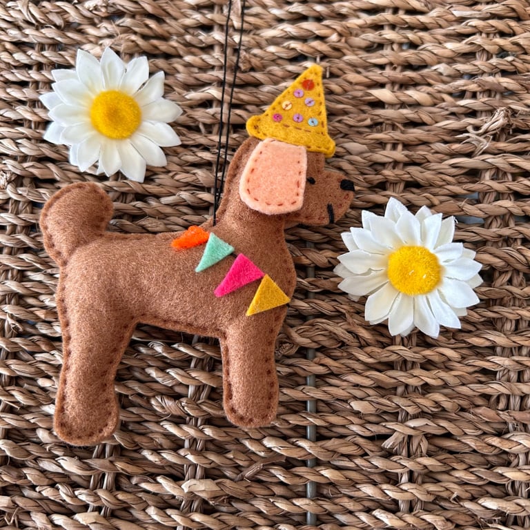 'Party Dog' Felt Hanging Decoration
