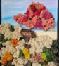 3D Preserved Moss Wall Art Mixed Media Landscape Painting with Bark 