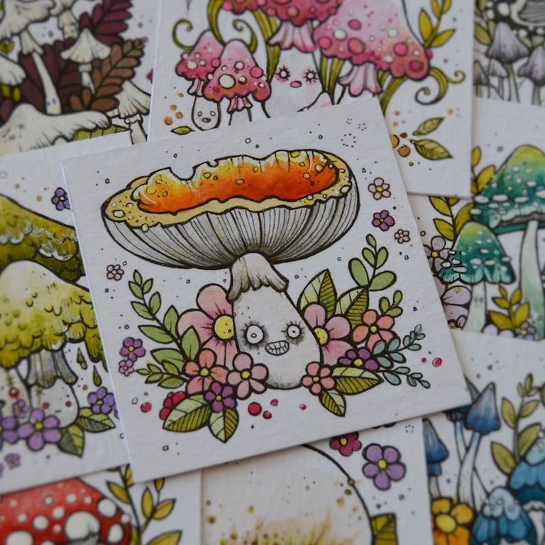 mushroom month - day 13 - original twinchie illustration