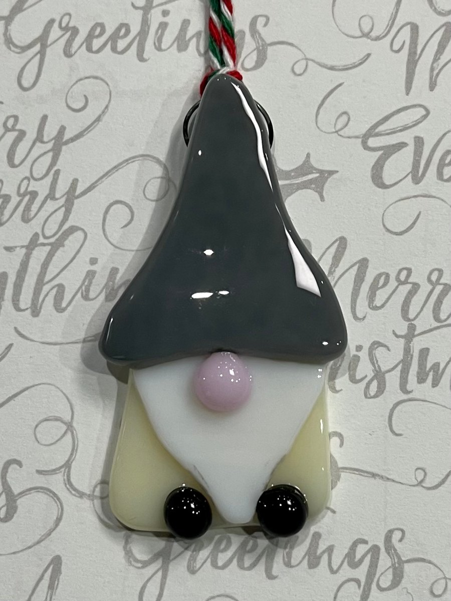 Handmade Fused Glass Gonk Hanging Christmas Decoration 