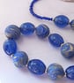 Statement Blue and Gold  Polymer Clay & Glass Handmade Necklace  - Image 3