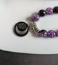 Purple&black beaded bracelet with moon and star - Image 2