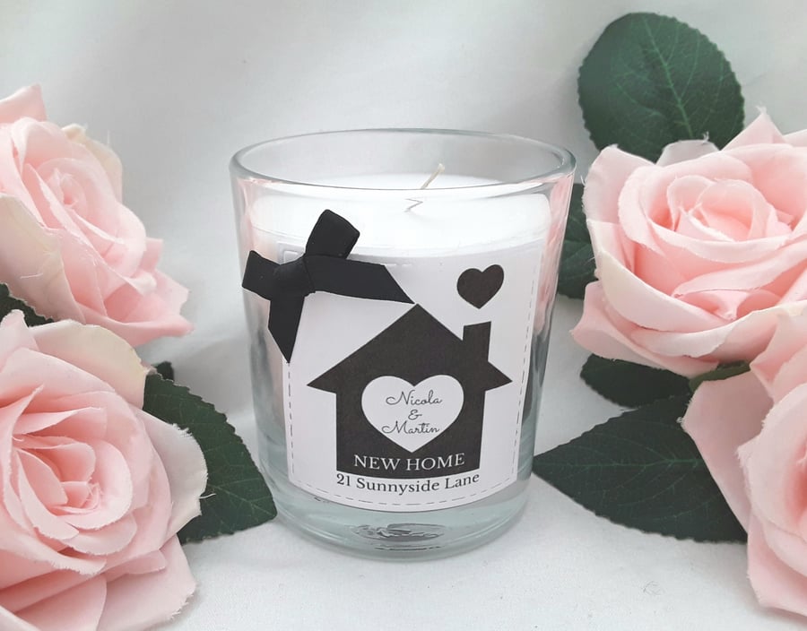 Personalised new home candle, new home gift, house warming gift