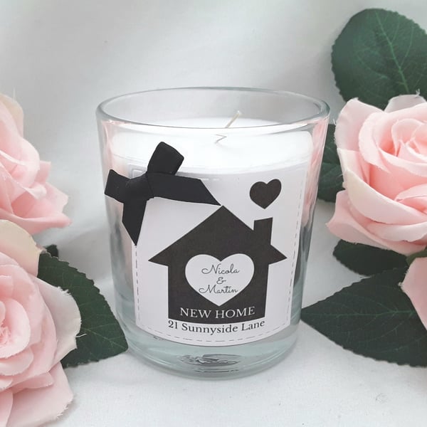 Personalised new home candle, new home gift, house warming gift